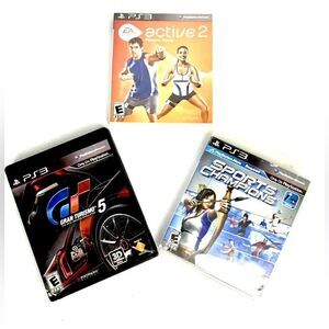 PS3 PlayStation 3 Lot Sports Champions EA Active 2 Training Gran Turismo 5